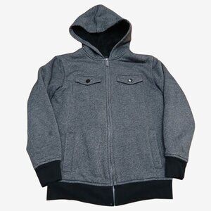 Tony Hawk Boys Size Small Jacket Gray Black Fleece Lined Full Zip Hood Pockets